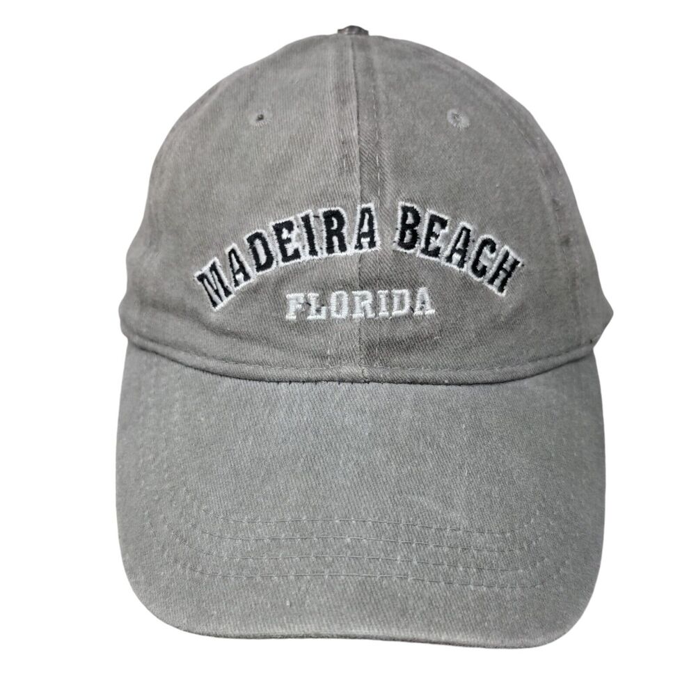 Madeira Beach Florida Strapback Hat Gray One Size Embroidered 6 Panel Surf Style